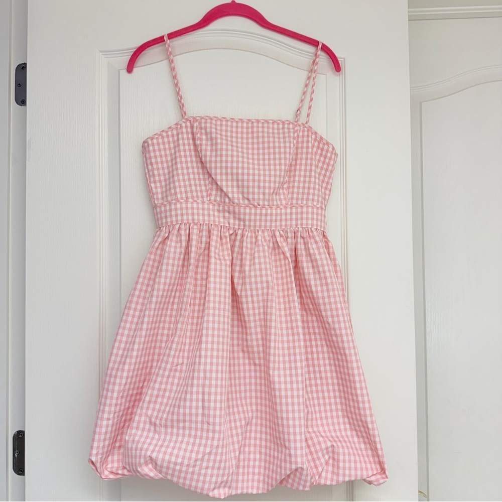 WORN ONCE 1 State bubble hem Pink and White Gingham Dress Size 4
